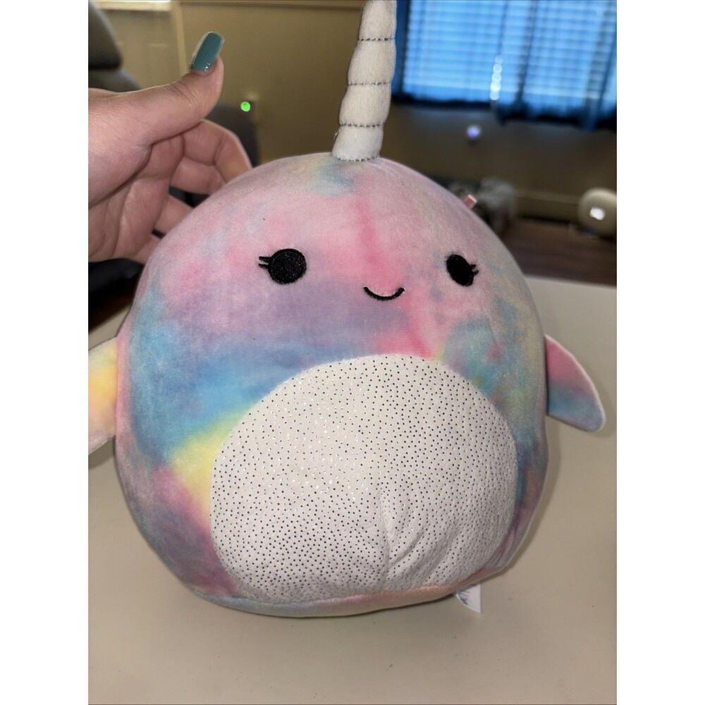 8” NAVINA the Tie Dye Rainbow NARWHAL Squishmallow Sealife 2021 Plush Toy